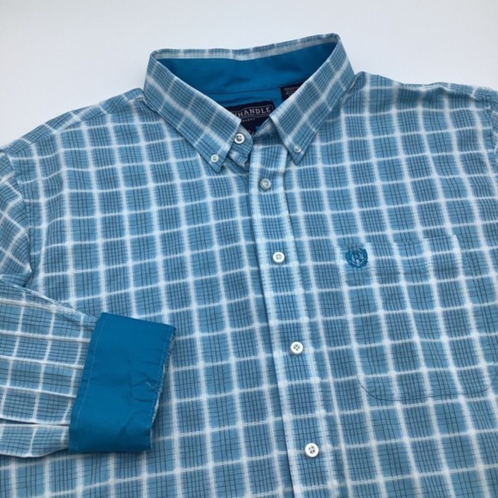 Panhandle Select Mens Long Sleeve Button Up Shirt Blue Check Size‎  XL
